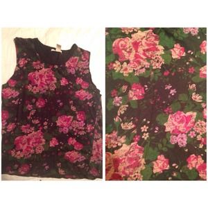 Floral print muscle tee