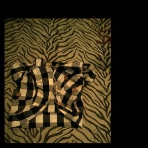 black and white striped half top