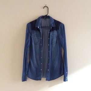 Denim Lace Studded Jacket size S