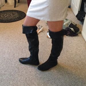Patent leather knee high boots