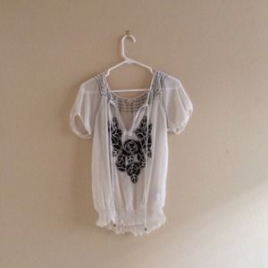 Really Embellished White Blouse with front Ties