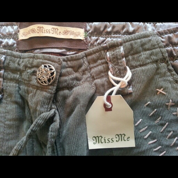 NW (one) Tag Miss Me "cargo" style corduroy pants