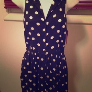 NWT Black and white polka dot collared dress