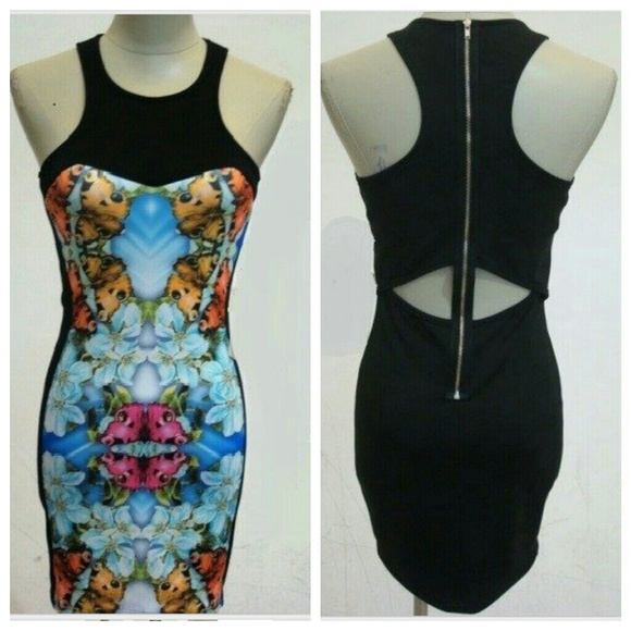Unique psychi cut out bodycon illusionist dress