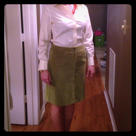 Talbots,Olive Green Corduroy Pencil Skirt - Picture 1 of 3