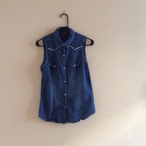 Studded Sleeveless Denim Jacket