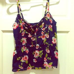 Floral cotton crop tank