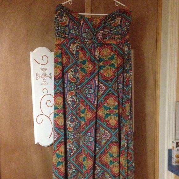 Long silky print dress size 1X