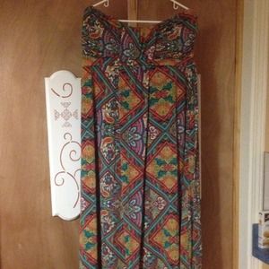 Long silky print dress size 1X