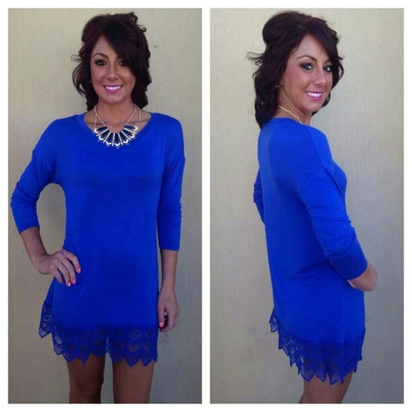 Blue Dress with Lace Bottom