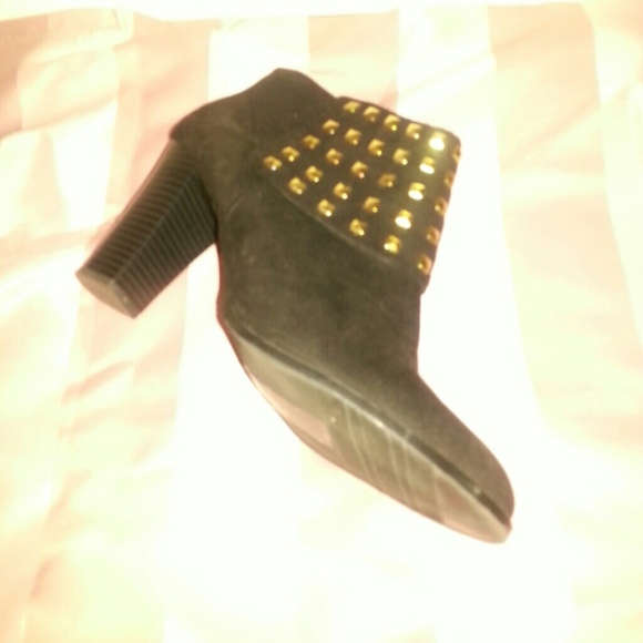 Black booties with gold studs