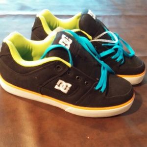 Black DC shoes with neon colors