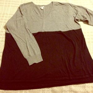 Black and grey v-neck sweater