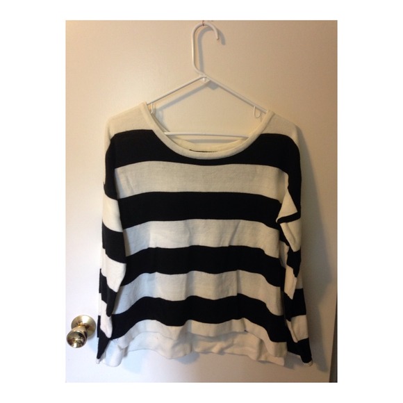 Back Buttons Striped Sweater
