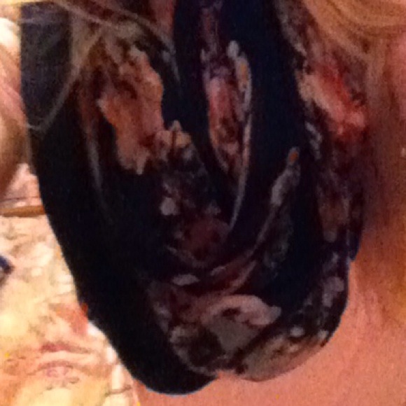 Navy Blue and Flowers Infinity Scarf