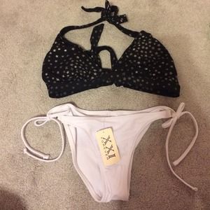 Black top Bikini with stars with white bottom