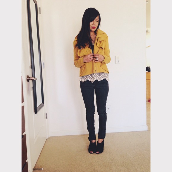 Yellow ruffled jacket