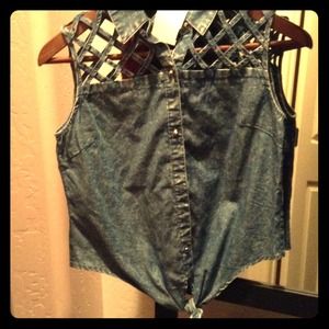 Jean tie crop top
