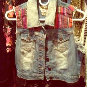 Tribal jean vest