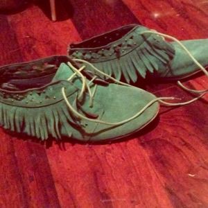 Turquoise fringe shoes