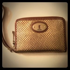 Bronze Fossil Multi-Function Wristlet