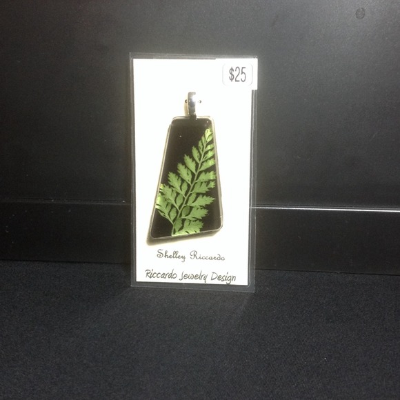 Pressed Fern in Black Pendant