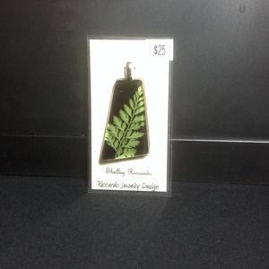 Pressed Fern in Black Pendant