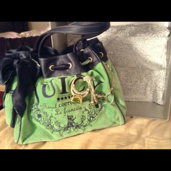 Juicy Couture Green Velour daydreamer handbag