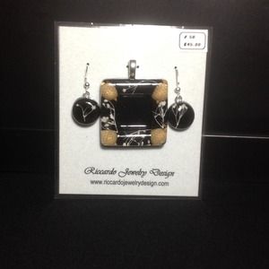 Dried Baby's Breath/Pinecones Pendant/Earring Set