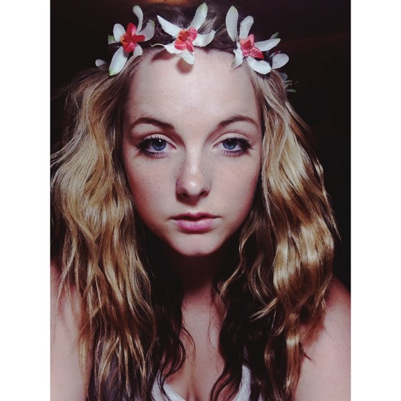 Pink flower head band handmade