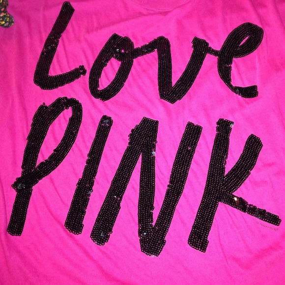 Sold In bundle Fushia love pink bling top - Picture 2 of 2
