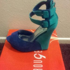 Blue/Sea Blue Wedges(never worn)