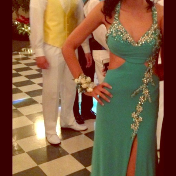 Teal prom dress