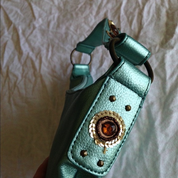Metallic mint green boho purse
