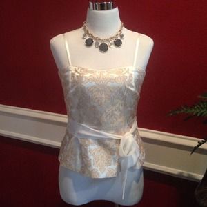WHBM Gold and White Corset Top
