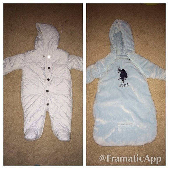 🌟BUNDLE🌟 Two baby blue comfy hooded bodysuits