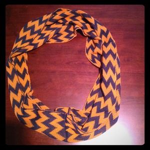 Infinity Scarf Navy Blue& Orange Chevron