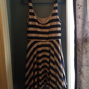 Sailor style navy and cream stripped summer dress.