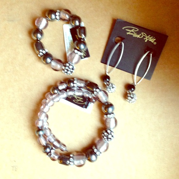 Choker, bracelet, earrings w/ crystals/glass beads - Picture 1 of 4