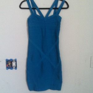 2B Bebe Bandage Dress Turquoise Blue Bodycon