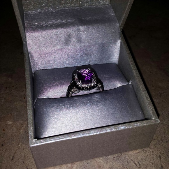 Amethyst & sapphire Ring 925 size 5.5 - Picture 2 of 3