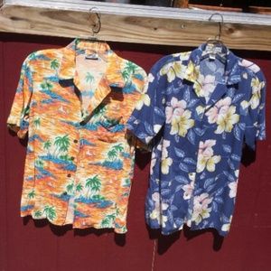 2, 1980 vintage mens Hawaiian shirts