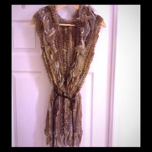 Real Rabbit fur vest w/hood