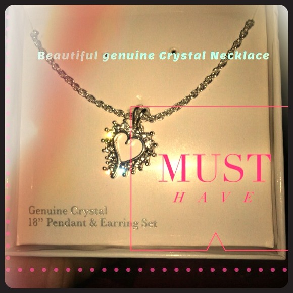 Genuine crystal heart pendent necklace