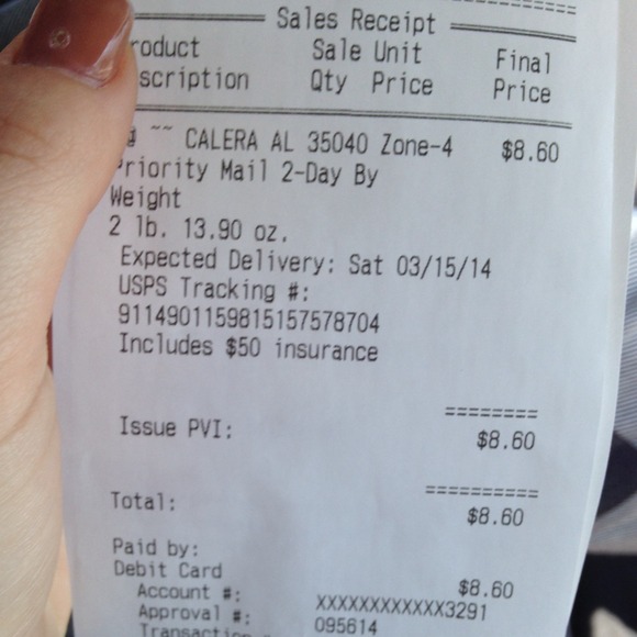 Tracking number for LV alma and wallet!