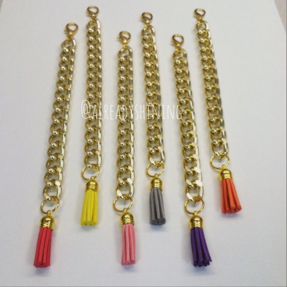 Gold chain tassel bracelets. Multiple colors - Picture 3 of 3