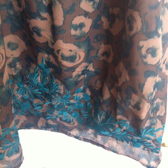 Print Dress green abstract flower design Large - Picture 2 of 4