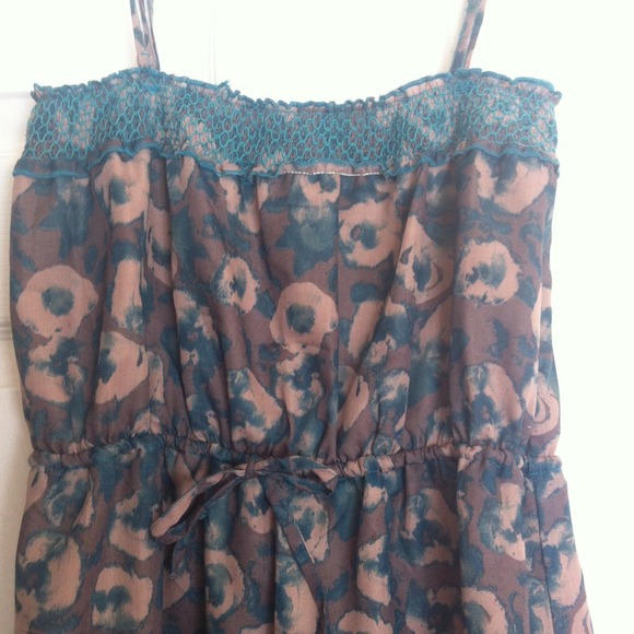 Print Dress green abstract flower design Large - Picture 3 of 4