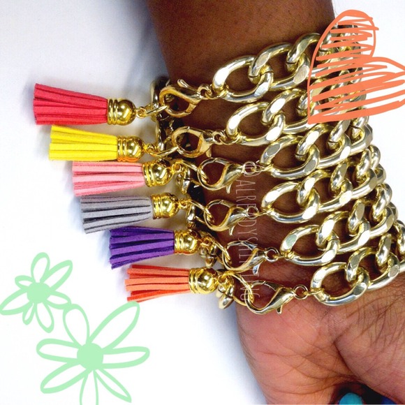 Handmade tassel charm bracelet Dark pink - Picture 3 of 3