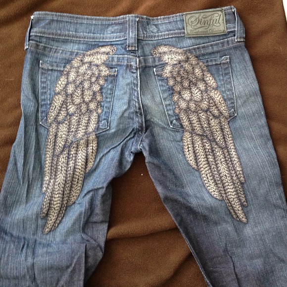 sinful jeans with angel wings